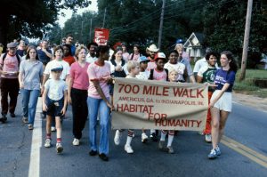 Habitat supporters set out on a 700 mile awareness-raising walk from Americus, Georgia, to Indianapolis, Indiana. (1983)