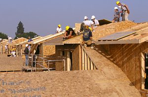 Roofing shot at the Hollywood Build. (Hollywood for Habitat 2000)